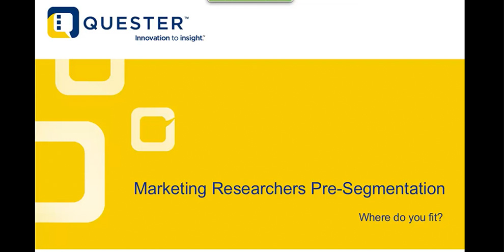 Quester Webinar Title Slide Pre Segmentation Yellow White Black Fonts Quester Logo