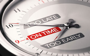 Time Left   Too Early On Time Too Late Written On Clock Face