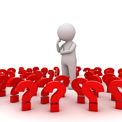 3d Man Thinking With Red Question Marks Picture Id529115026