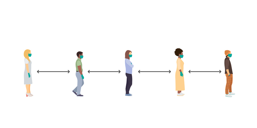 Social Distance Cartoon People