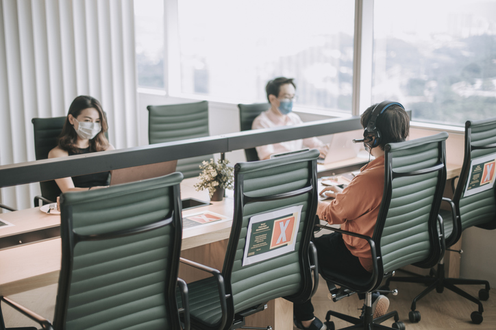 White Collar Worker Back To Work After Quarantine With New Sop And Social Distancing Illness Prevention Safety Precautions