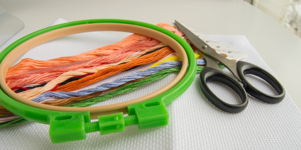 Work And Play April Embroidery Hoop