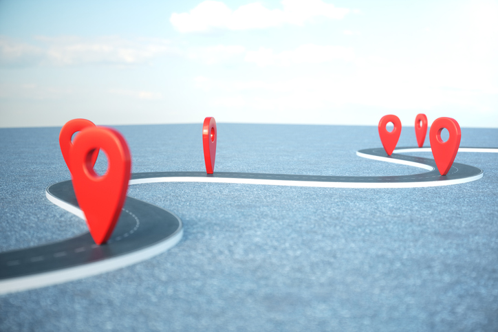Road Way With Red Pointers