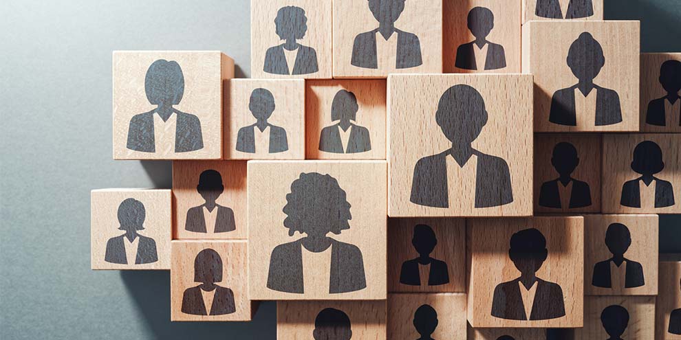 Wood Blocks Outlines People Gray Background