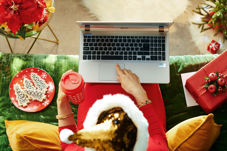 Person Reading On Laptop, Holiday Season