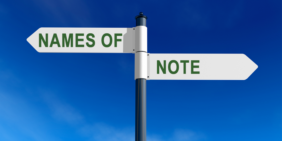 Names of Note October 2020 article image