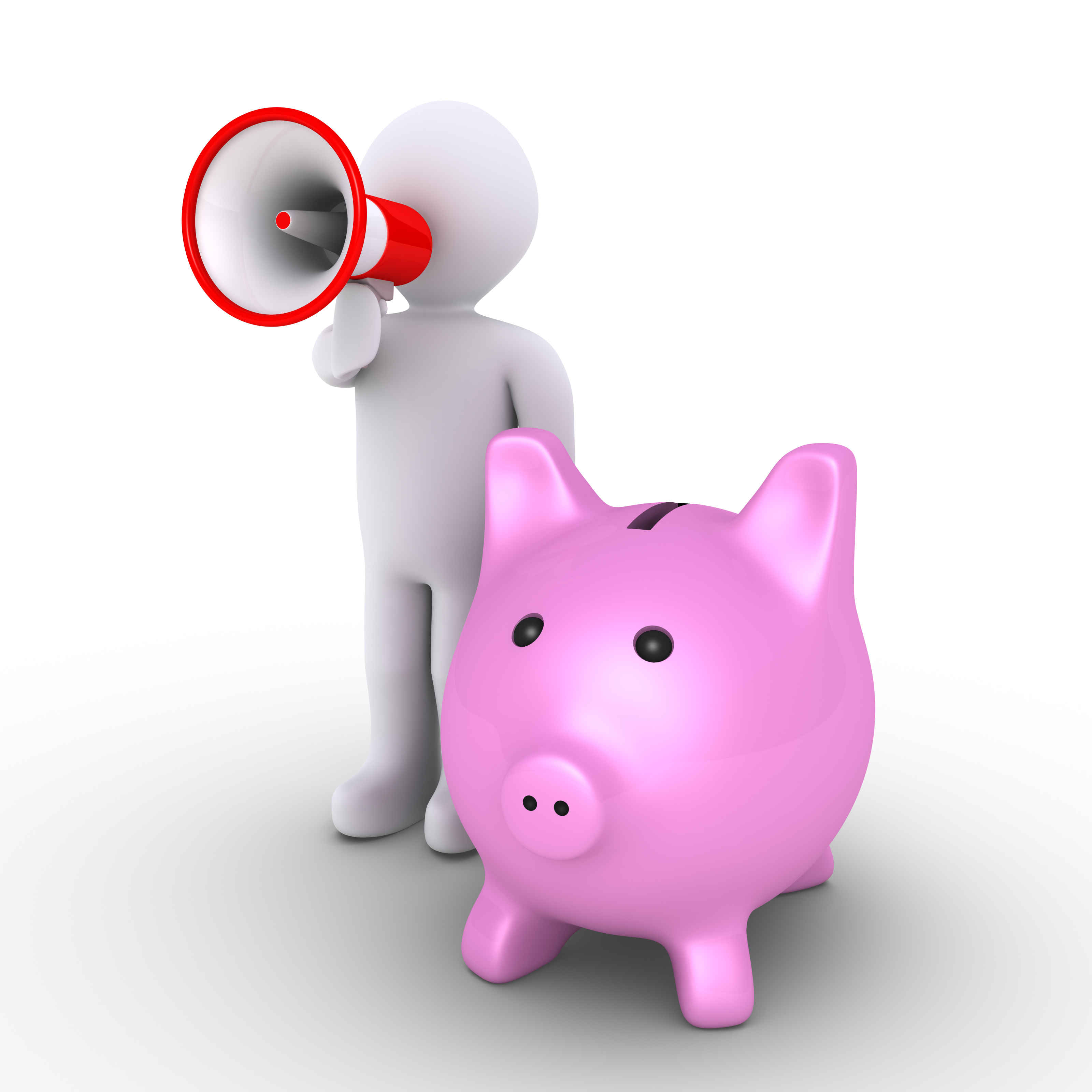 Piggy Bank And Person With Megaphone