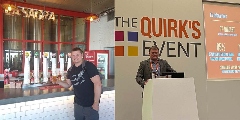 Dan Siddle Two Images One Bar Holding Beer Two Speaking Quirks Event