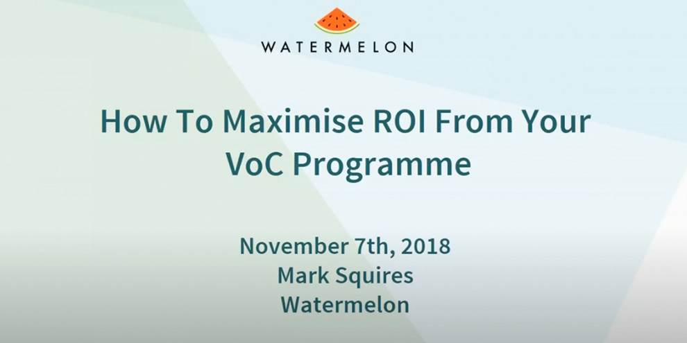 Watermelon Research Webinar: How to Maximise ROI From Your VoC Programme article image
