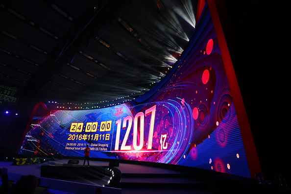 Screen Shows Sales Figure Of Alibaba Group After The Singles Day Picture Id622589418