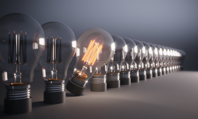 Light Bulbs In A Line