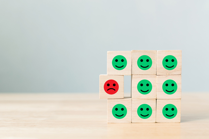 Wooden Block With Icon Faces