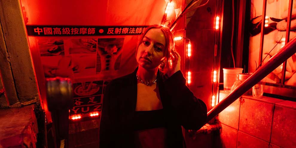 Lynzie Riebling Artistic Image Red Hue Black Outfit