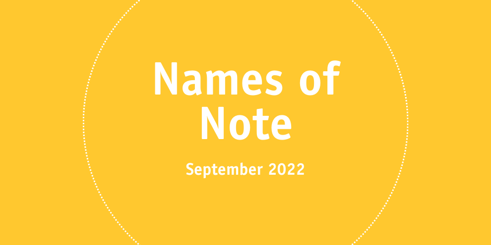 Names of Note September 2022 article image
