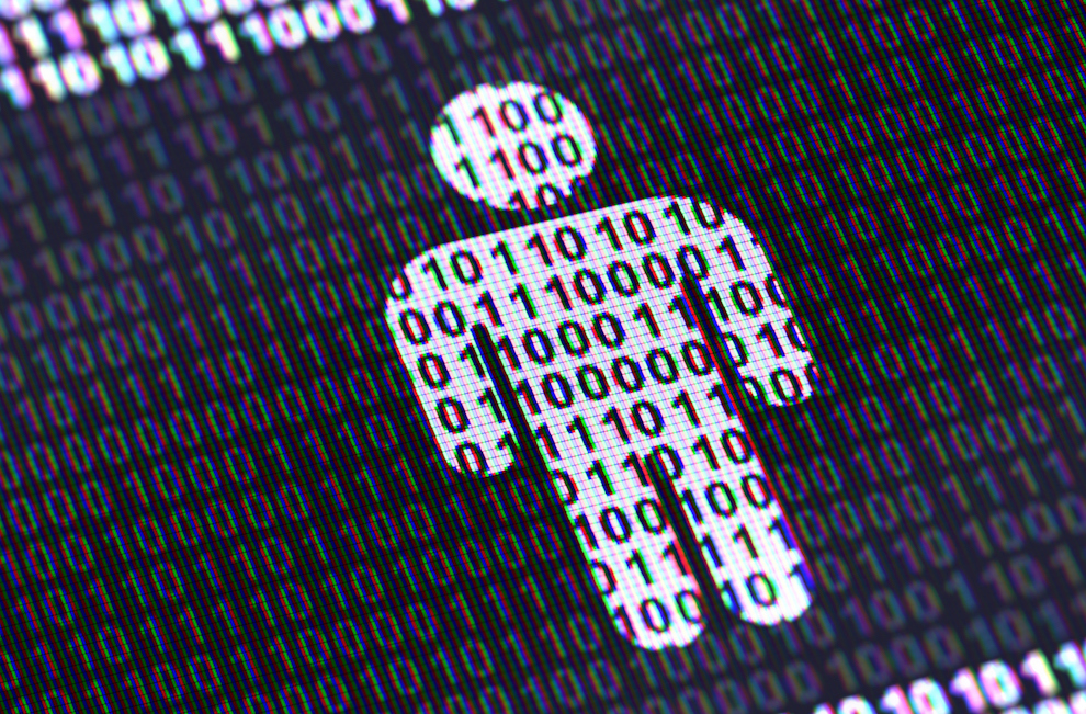 Person Icon In Display With Binary Code