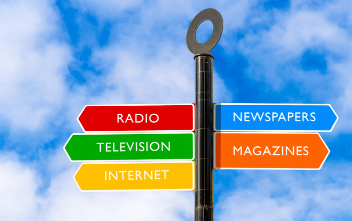 Colourful Directional Signs About The Media