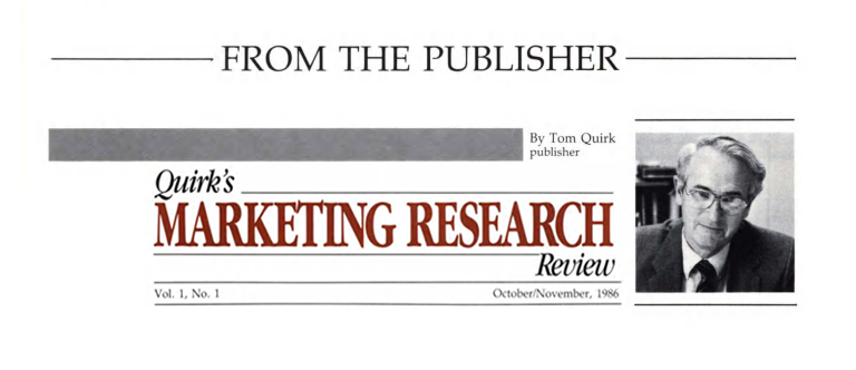 From The Publisher 1986 Issue 1