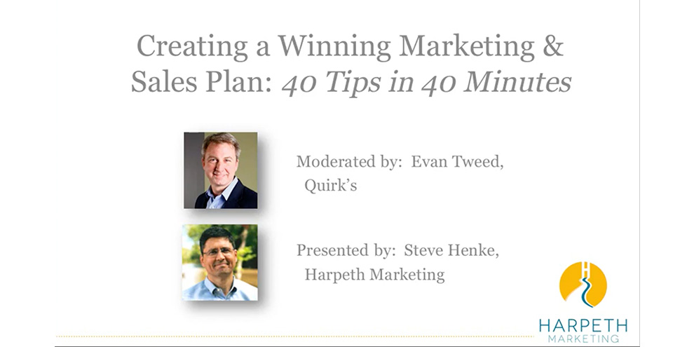 Harpeth Marketing Webinar: Creating a Winning Marketing and Sales Plan: 40 Tips in 40 Minutes article image