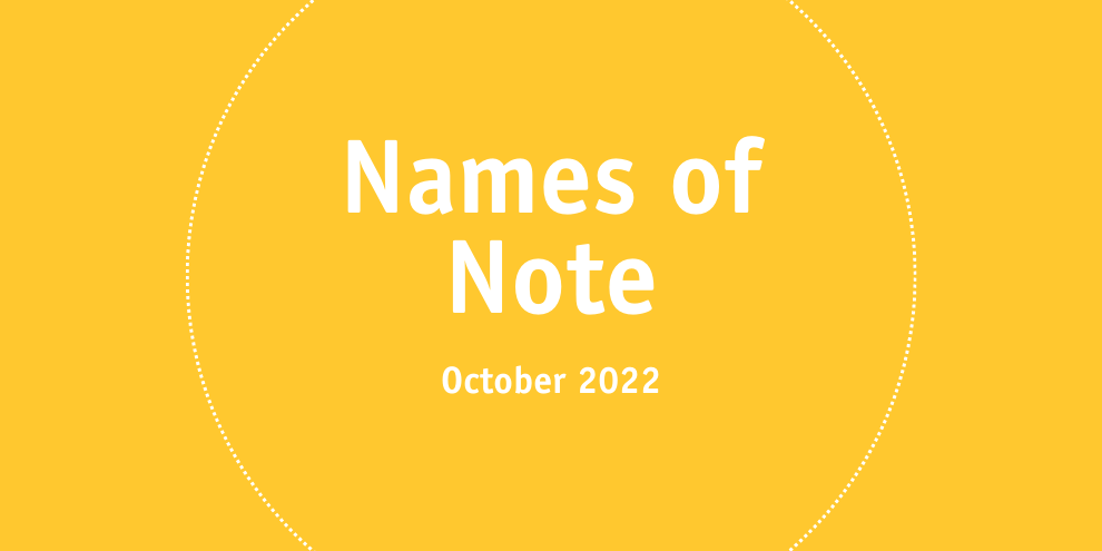 Names of Note October 2022 article image